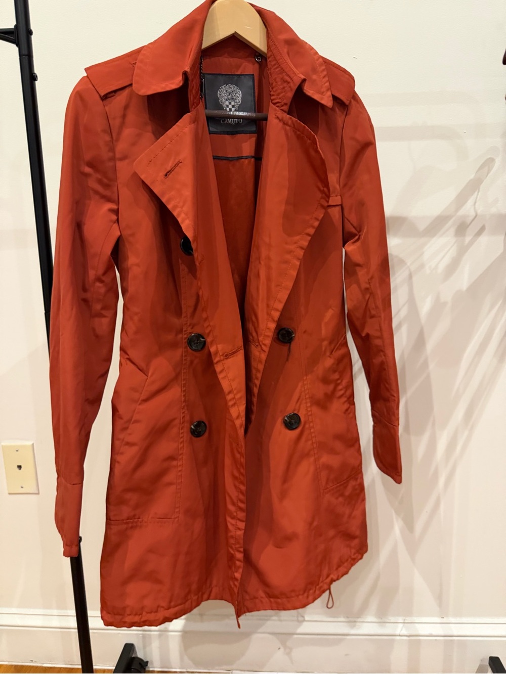 Vince Camuto Burnt Orange Double-Breasted Trench Rain Coat size XS/S